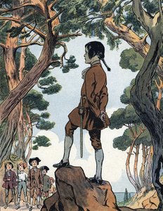 コルシカ島アジャクシオでのナポレオン・ボナパルト（1769-1821）の子供（コルシカ島アジャクシオでの若きナポレオン・ボナパルト） イラスト：レイモン・ド・ネジエール、"Our-glories-nationales" 1920年 個人蔵 DR 作： Raymond de la Neziere