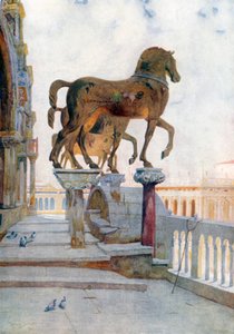 サン・マルコの馬、南を向いて（カラーリトグラフ）