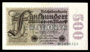 ワイマール共和国のパピエルマルク、第一次世界大戦後のハイパーインフレーション時代（1921–24） 作： Reichsbankdirektorium Berlin
