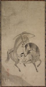 16世紀後半から17世紀初頭にかけてロバに乗った蘇東坡。 作： Reietsu