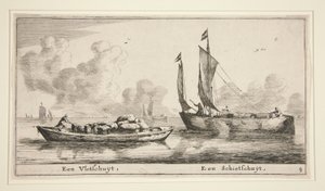 2 つのボート (A Vlotschuyt、A Schietschuyt) 作： Reinier Nooms