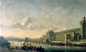 ルーヴル美術館の南正面にあるセーヌ川の眺め、パリ、1660 作： Reinier Zeeman