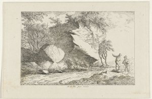 岩の近くに 2 人の人物がいる風景 作： Reinierus Albertus Ludovicus baron van Isendoorn à Blois