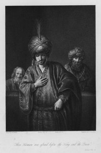 ハマンの断罪 エステル記7章6節(エングレーヴィング) 作： Rembrandt Harmensz. van Rijn (after)
