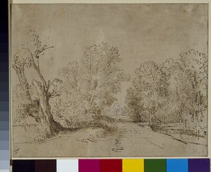 森の道（1650年頃）紙にペンとインク 作： Rembrandt Harmensz. van Rijn
