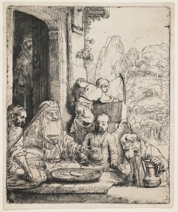 天使をもてなすアブラハム 作： Rembrandt van Rijn