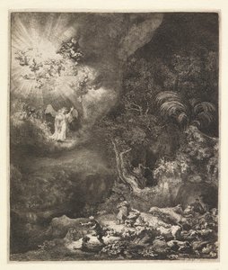 羊飼いへの告知、1634年 作： Rembrandt van Rijn