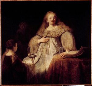 アルテミセ紀元前4世紀のハリカルナッソス市の女王、アルテミセ1世。(ラフニデス帝国)。ハーメンスゾーン・ファン・レイン・ディット・レンブラント（1606-1669）の絵 作： Rembrandt van Rijn