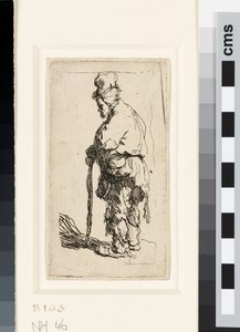 棒に寄りかかった乞食、1630年頃（エッチング） 作： Rembrandt van Rijn