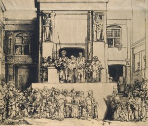 キリストは人々に提示されました：長方形のプレート 作： Rembrandt van Rijn