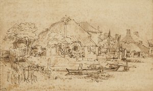 運河のそばのコテージ、1650年頃-53 作： Rembrandt van Rijn