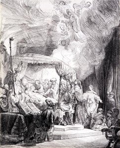 童貞の死」（紙にペンとインク） 作： Rembrandt Harmensz. van Rijn