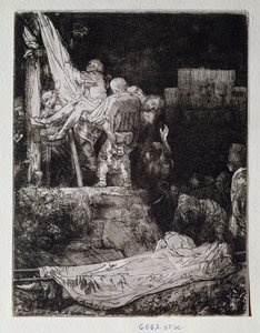 レンブラント・ハルメンスゾーン・ファン・レイン（1606-1669）のドローイング・デポジション フィレンツェ、ウフィツィ（オフィス）、Gabinetto Disegni and Stampe 作： Rembrandt van Rijn