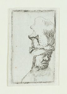 ハイキャップの男の頭（エッチング） 作： Rembrandt van Rijn