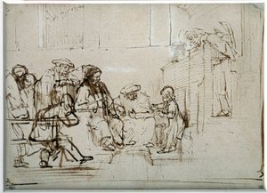 医師を連れたイエス・チャイルド」 ハーメンス・ファン・レインのドローイング レンブラント（1606-1669 作： Rembrandt van Rijn