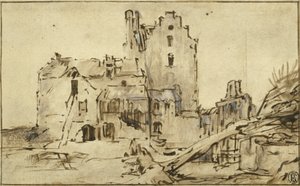 崩壊した高価な城、1652-57 作： Rembrandt van Rijn