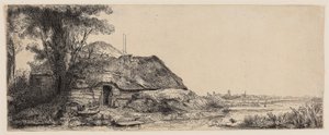 コテージと大木のある風景 作： Rembrandt Harmensz. van Rijn