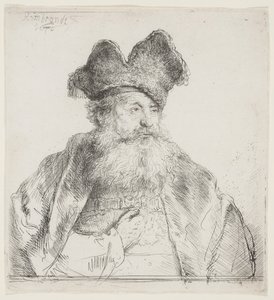 分割された毛皮の帽子を持つ老人 作： Rembrandt van Rijn