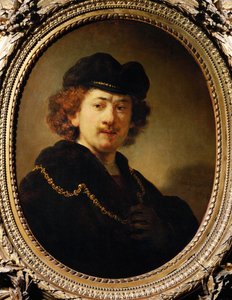 帽子と金の鎖をつけた画家の肖像 作： レンブラント・ハルメンシュ。ファン・レイン
