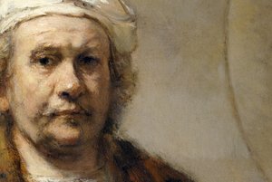 レンブラント - 自画像 (詳細) 作： Rembrandt Harmensz. van Rijn