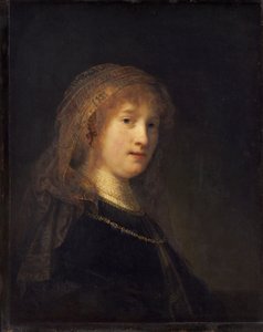 Saskia van Uylenburgh、c.1634-1640（パネルに油彩） 作： Rembrandt van Rijn