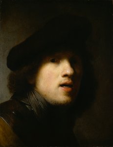 自画像、1629年頃（木に油彩） 作： Rembrandt Harmensz. van Rijn