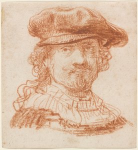 自画像、1637年頃（赤チョーク） 作： Rembrandt van Rijn