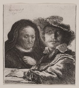 アーティストの母親との自画像 作： Rembrandt van Rijn