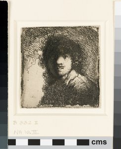 自画像裸頭：バスト、1629年頃（エッチング） 作： Rembrandt van Rijn