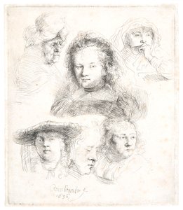 サスキアらの頭部研究 作： Rembrandt Harmensz. van Rijn