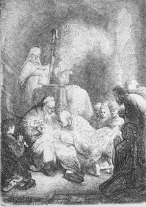 割礼（紙にペンとインク） 作： Rembrandt van Rijn
