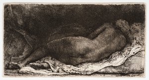 裸の女、風に尻を向けて眠る、
