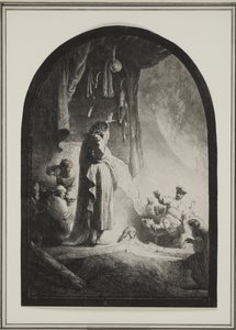 ラザロの育成：より大きなプレート、c.1632（エッチング） 作： Rembrandt van Rijn