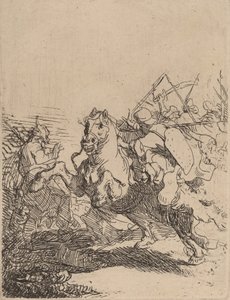 騎兵の戦い、c。 1632年。 作： Rembrandt van Rijn