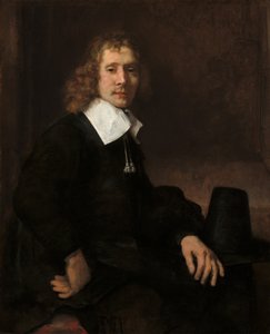 テーブルに座っている若い男、おそらくGovaert Flinck、c。 1660年。 作： Rembrandt van Rijn