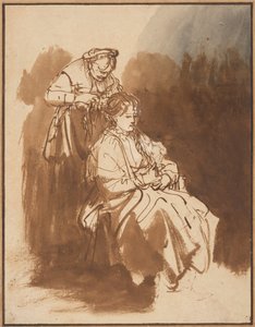 髪を編んだ若い女性、1637年頃 作： Rembrandt van Rijn