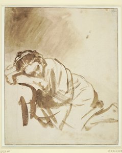 Hendrickje Stoffels、1654年頃を眠っている若い女性 作： Rembrandt van Rijn