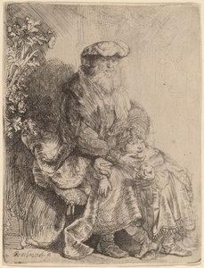 イサクを愛撫するアブラハム 作： Rembrandt van Rijn