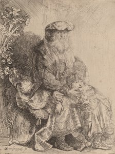 アイザックを愛撫するアブラハム、c。 1637年。 作： Rembrandt van Rijn