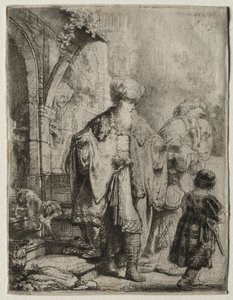 アブラハムがハガルとイシュマエルを鋳造、1637年。 作： Rembrandt van Rijn