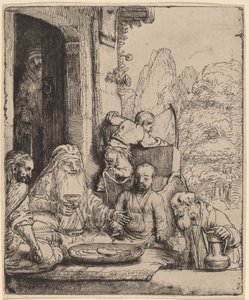天使をもてなすアブラハム 作： Rembrandt van Rijn
