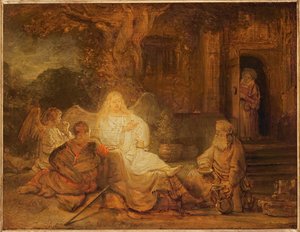 アブラハムが3人の天使を受け取る、1646年 作： Rembrandt van Rijn