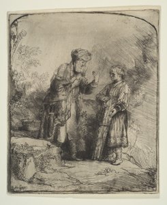 アブラハムとアイザック、1645。 作： Rembrandt van Rijn