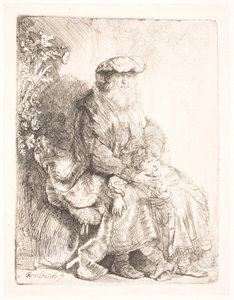 イサクを愛撫するアブラハム 作： Rembrandt van Rijn