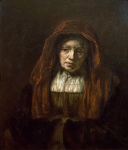 スカーフを身に着けている老婆 作： Rembrandt van Rijn