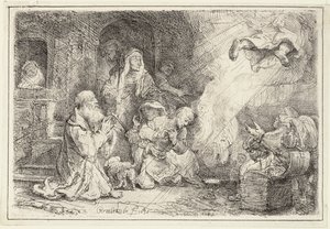 トビアスの家族から出発した天使、1641 作： Rembrandt van Rijn