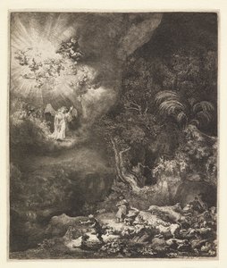 羊飼いへの告知 作： Rembrandt van Rijn