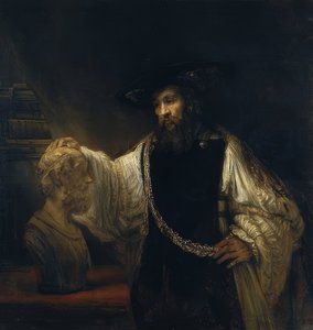ホーマーの胸像の前にあるアリストテレス。 1653年 作： Rembrandt van Rijn