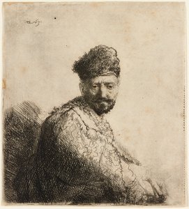 毛皮のオリエンタル キャップのひげを生やした男: 芸術家の父、1631 年。 作： Rembrandt van Rijn