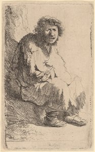 銀行に座っている物乞い 作： Rembrandt van Rijn